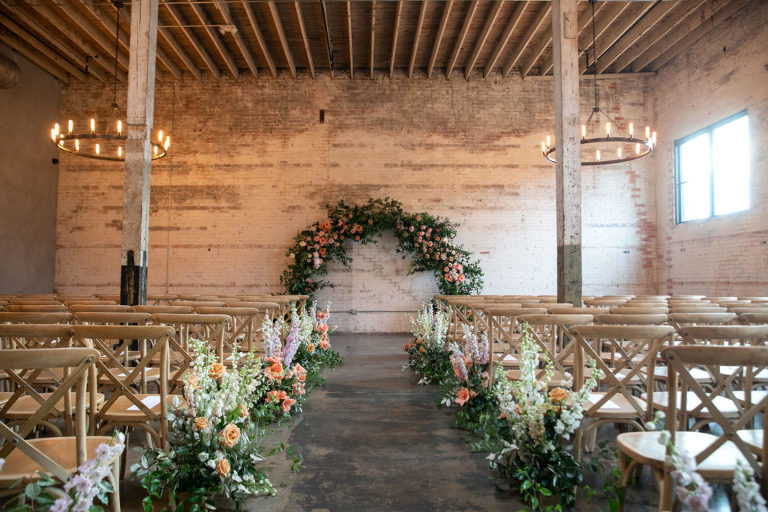 Ceremony set up for a wedding at Brake & Clutch Warehouse